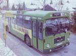 Wagen 39, OL-NC 539, EZ: 1979, aufgenommen am 14.02.83 an der Endstation der Linie 15 PATENTBUSCH im Schafj�ckenweg, mit seiner einzigen, durchgehend unver�nderten Werbung f�r OPEL HINRICHS.