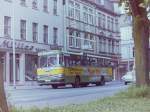 Wagen 15, OL-AC 985, EZ: 1976, f�hrt hier mit seiner ersten Werbung, ebenfalls f�r W�LTJE, im Juni 1983 auf dem Heiligengeistwall in Richtung Stadtmuseum-Kreuzung.